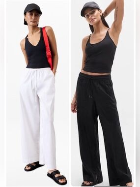 2 Pairs Athleta Paradise Linen Mid Rise Wide Leg Pants